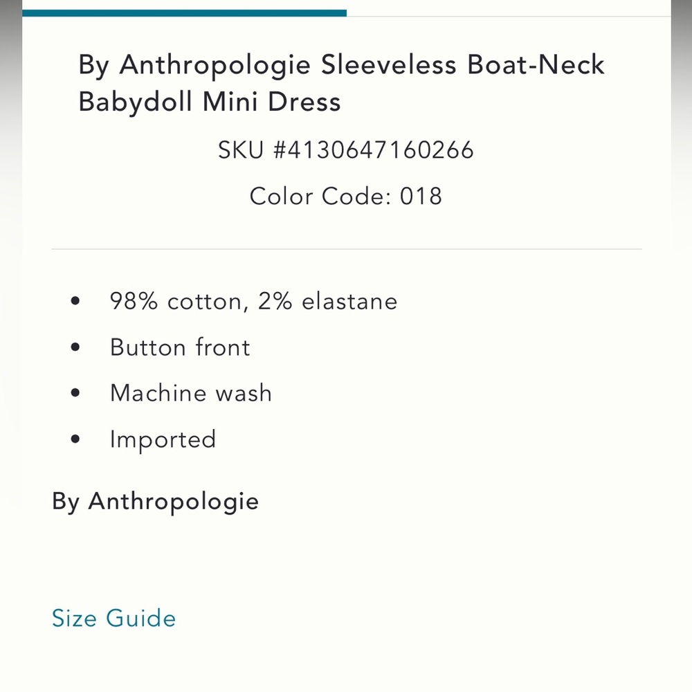 NWT Anthropologie Sleeveless Boat Neck Babydoll Mini Dress - Picture 6 of 11